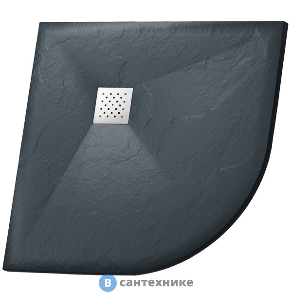 Душевой поддон Grossman GR-S29090 (90*90*2,5) Strong из искусственного камня полукруг графит, без сифона