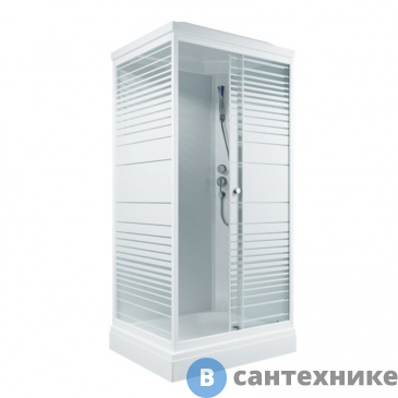 картинка Душевая кабина Тритон Квадро 100*80 А прямоуг. низ. подд., Белый, Полосы, ДН4 (DK263)