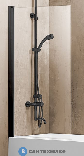 Шторка на ванну Vincea VSB-11800CLB, 800*1400, чёрный, стекло прозрачное