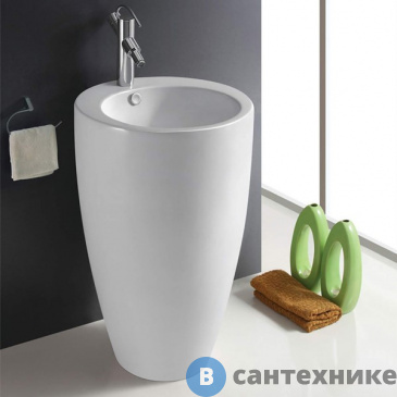 картинка Раковина WELTWASSER LEERBACH 4949 GL-WT напольная, белая глянец