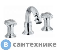 Смеситель Cezares OLIMP-BBS2-01-Sw для биде на три отверстия с донным клапаном, хром, ручки Swarovski