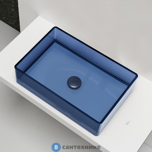 Раковина ABBER Kristall AT2803Saphir накладная прозрачная, синяя