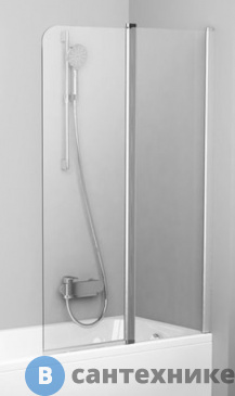 картинка Шторка на ванну Ravak Chrome CVS2-100 R белый+стекло Transparent (7QRA0100Z1)