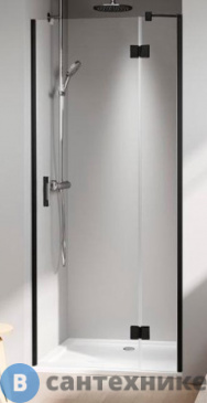 картинка Дверь в нишу Kermi LIGA c непод. сегментом LI SFR 1200x2000, Schwarz Soft+ прозрачное стекло с Kermiclean (LI SFR 12020 3PK)