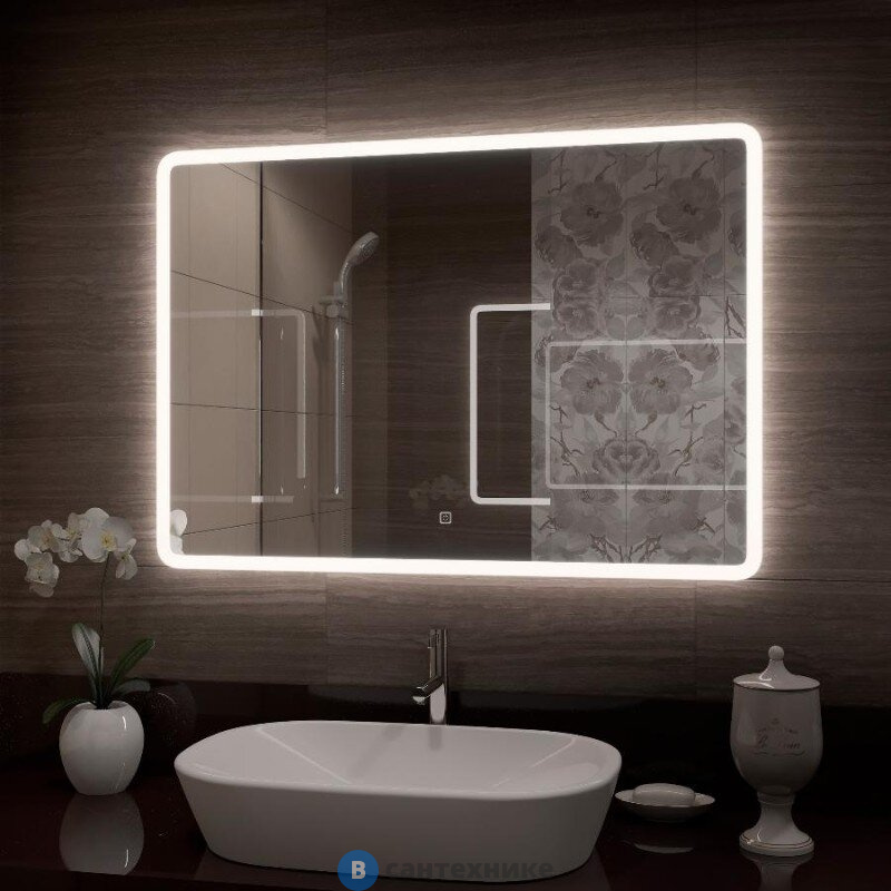 Зеркало Континент Demure Led 900х700 с музыкальным блоком, подогревом (ЗЛП448)