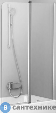 картинка Шторка на ванну Ravak Chrome CVS2-100 R блестящий+стекло Transparent (7QRA0C00Z1)