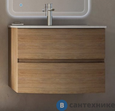 картинка Тумба под раковину Cezares ELETTRA 55523 с двумя выдвижными ящиками Rovere tabacco, 74x51x55