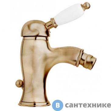 картинка Смеситель Cezares ELITE-BSM1-02-Bi для биде однорычажный c донным клапаном, бронза, ручка белые