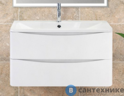 картинка Тумба под раковину BelBagno 80 см ACQUA-800-2C-SO-BL подвесная с двумя выкатными ящиками, Bianco Lucido