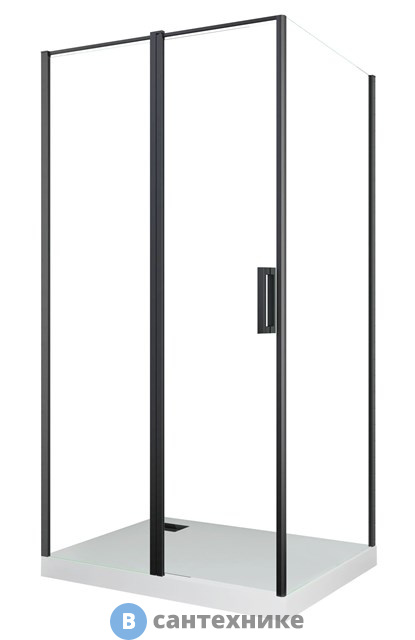 Душевой уголок Cerutti VICTORIA120B (90x120x195) стекло проз.,чёрный алюм.проф., без поддона