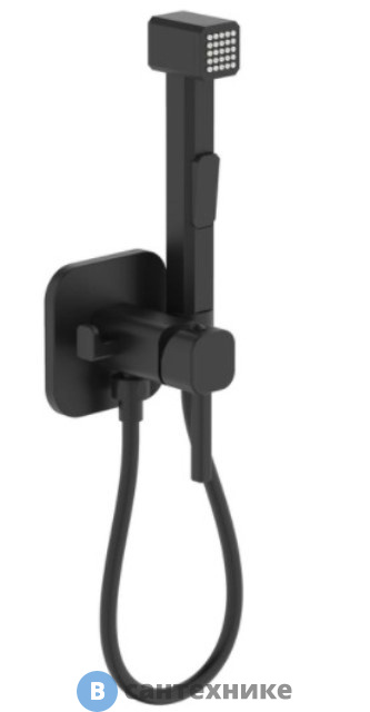 Смеситель IDDIS 004BLS0i08 с гигиеническим душем, встраиваемый, матовый чёрный