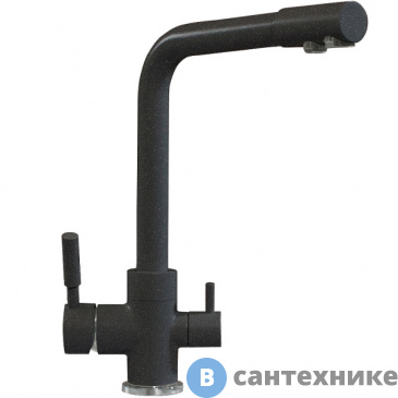 картинка Смеситель Polygran Дуо (№16 чёрный) кухонный (627505)