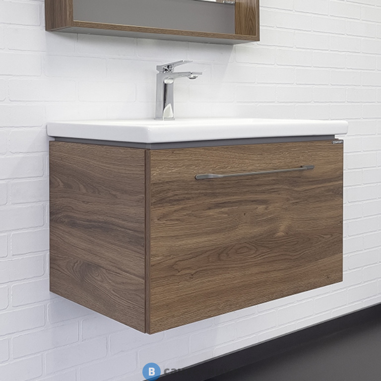 Тумба Comforty Томари-70 дуб тёмено-коричневый с раковиной Como 70