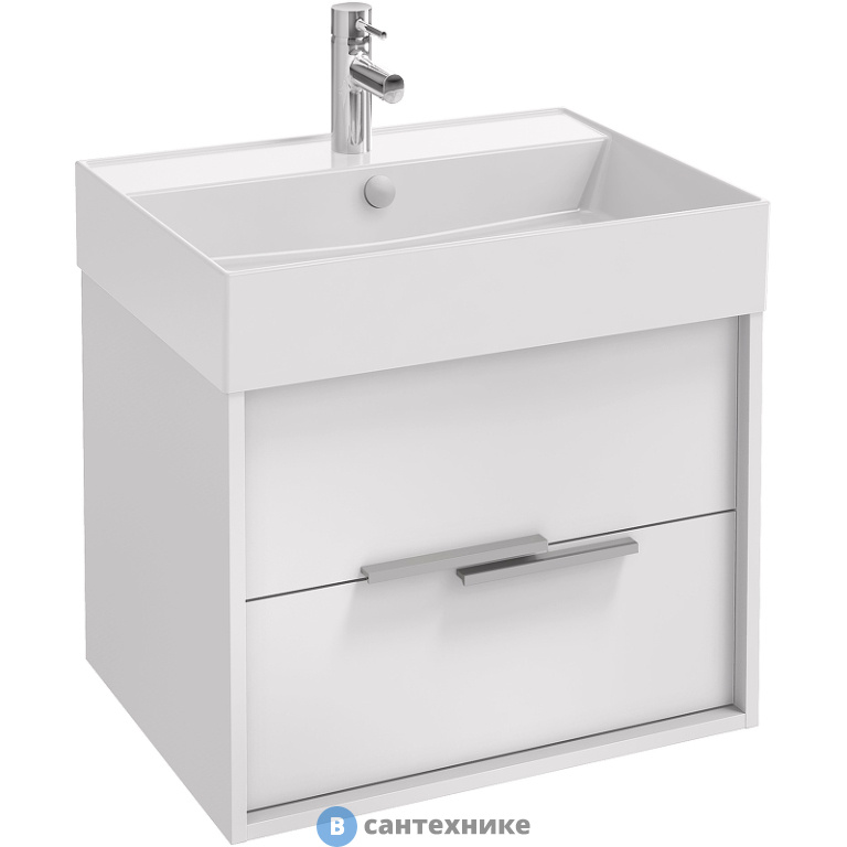Тумба под раковину Jacob Delafon VIVIENNE EB1666-J5-J5 60 см, корпус белый блестящий, фасад белый блестящий