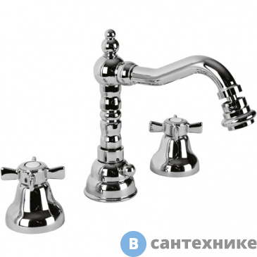 картинка Смеситель Cezares LORD-BBS2-01 на биде на три отверстия с донным клапаном хром, ручки хром