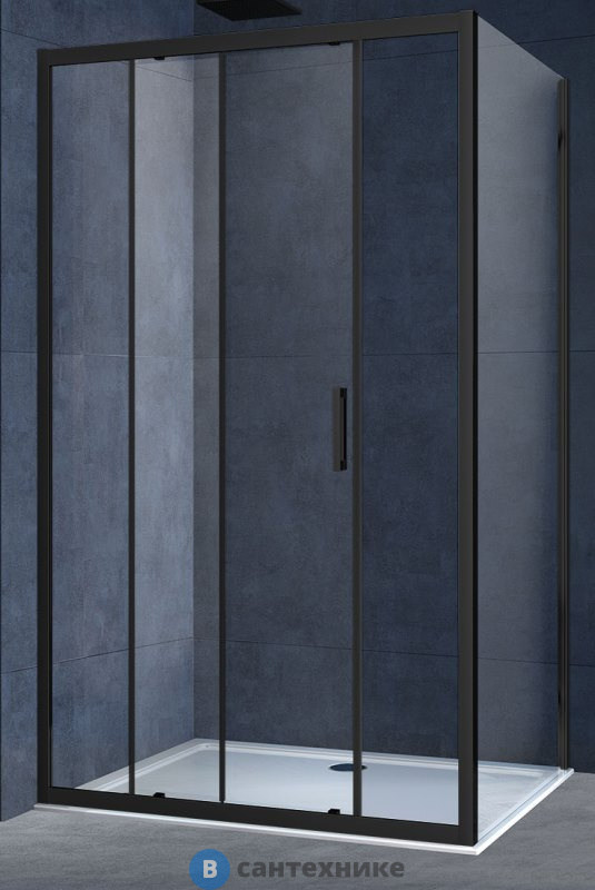 Душевой уголок Vincea Alpha VSR-3AL9012CLB, 1200*900, черный, стекло прозрачное, без поддона