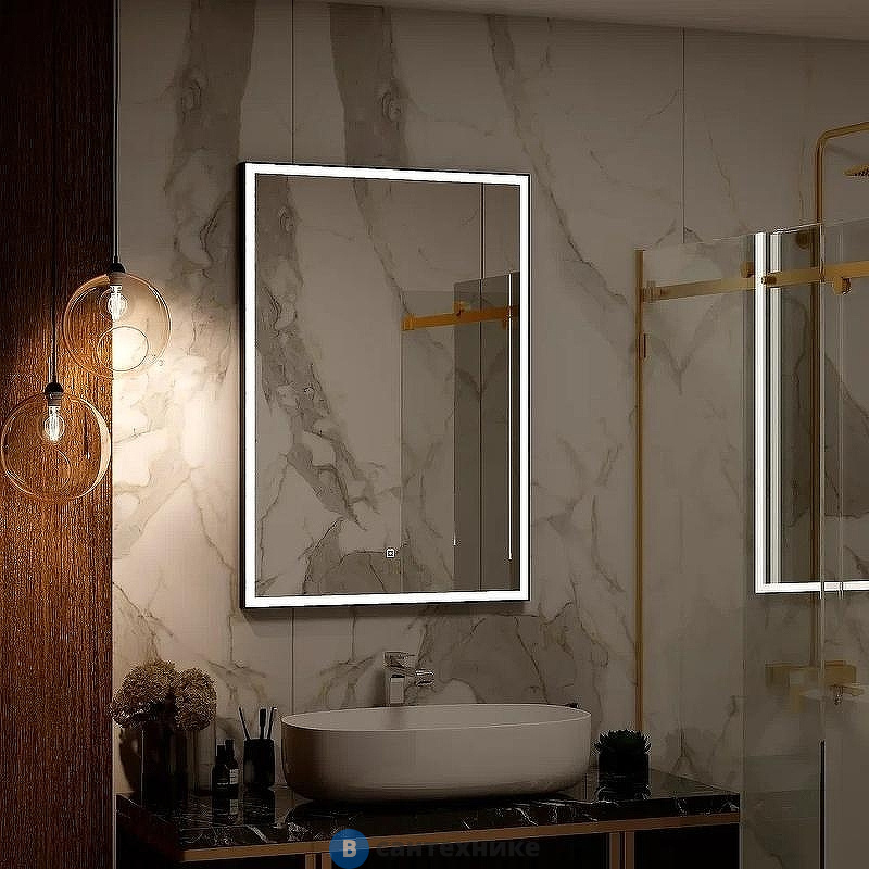 Зеркало CONTINENT Frame Black LED 700х1000 (ЗЛП2616)