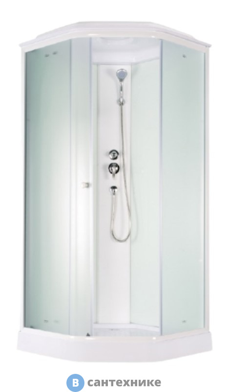 Душевая кабина Parly P911F (90*90*215) низкий поддон, передние стекла матовые, задние стекла белые