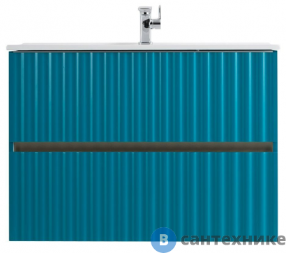 картинка Тумба под раковину Art & MAX ELEGANT AM-ELEGANT-600-2C-SO-TM-LED подвесная с двумя выкатными ящиками, с LED подсветкой ручек, бирюзовый матовый, 570x469x550