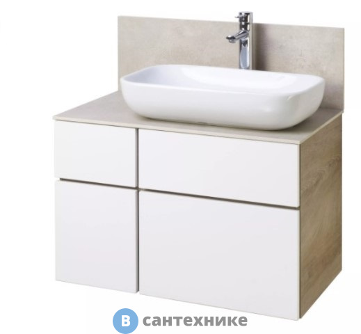 Тумба под раковину Акватон Мишель 80 Дуб Эндгрейн/Белый (1A244501MIX40), без столешницы