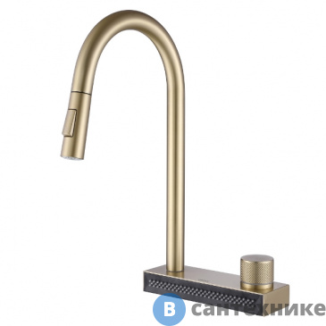 картинка Смеситель ABBER Wasser Kreis AF8114G для кухни с выдвижной лейкой, золото матовое