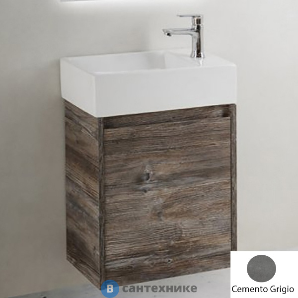 Тумба под раковину BelBagno KRAFT MINI подвесная с распашной дверцей, левосторонняя, Cemento Grigio, 494х256x490 (KRAFT MINI-500/260-1A-SO-CG-L)