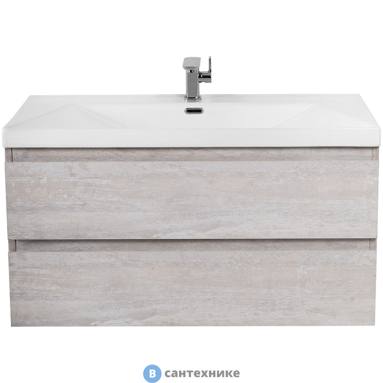 Тумба под раковину Cezares MOLVENO подвесная с двумя выкатными ящиками, Legno Bianco, 900x500x500, MOLVENO-90-2C-SO-LB