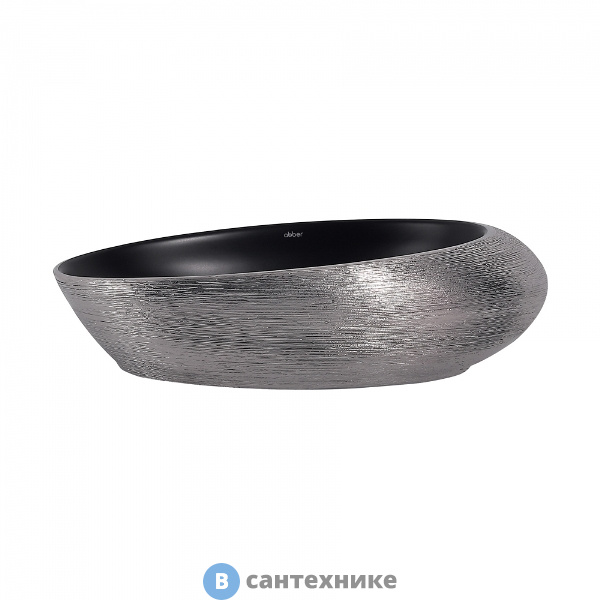 Раковина ABBER Bequem AC2107BS накладная чёрная матовая с серебром