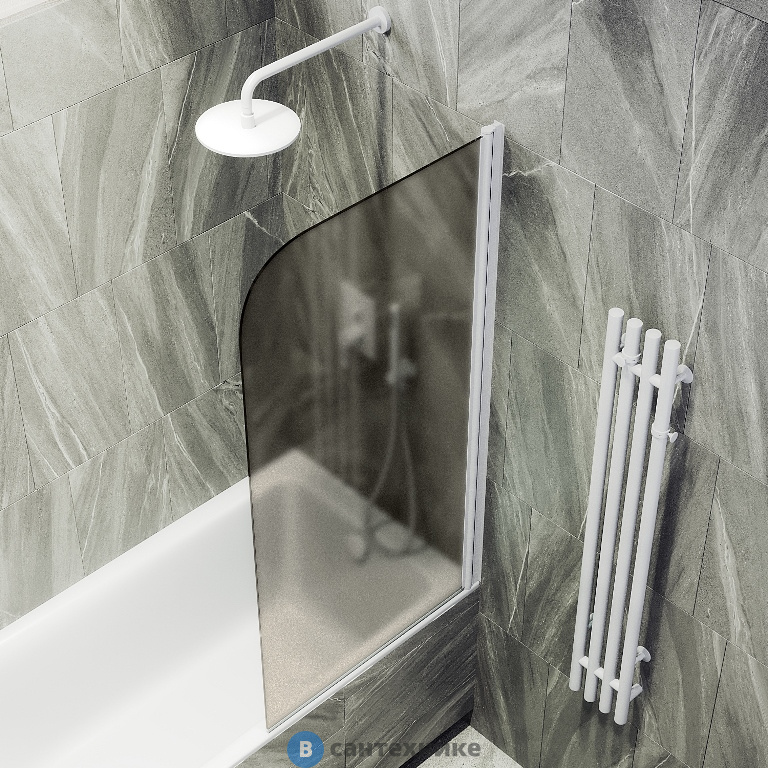 Шторка для ванны поворотная на монопетле MaybahGlass 1400*400 Стекло 6 мм Бронза матовая (MGV-602-1)