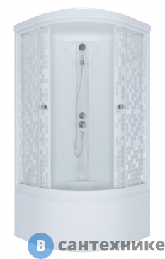 картинка Душевая кабина Тритон Стандарт 90*90 Б 1/4 круга, глуб. подд., Аква, Мозаика, Белый, ДН4 (DK113)