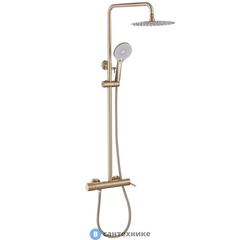 Душевая стойка ABBER Emotion AF8816G с изливом, золото матовое