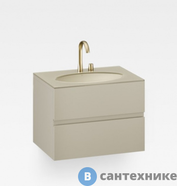 картинка Тумба под раковину Armani Roca Island подвесная 81.6х59хн61 см со столешницей, для 1 раковины встраив снизу (арт 7327762), сифон, 2 ящика, greige (7.8567.1.982.0)