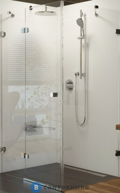 Душевая дверь Ravak Brilliant BSDPS-110/80 L хром+Транспарент (0ULD4A00Z1) с неподвижной стенкой