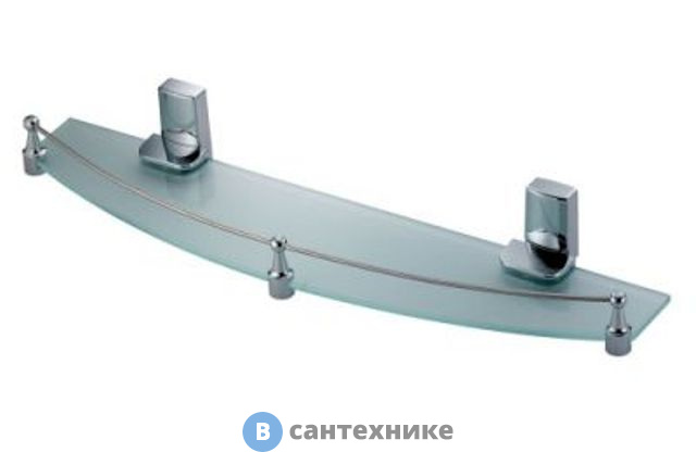 Полка WasserKRAFT Leine K-5044 (К-5024) стеклянная металл, хромоникелевое покрытие, закаленное матовое стекло