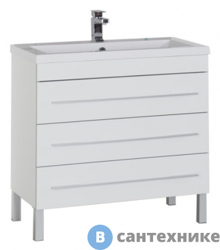 картинка Тумба под раковину Aquanet Верона 90 напольная с 3-мя ящ. белый (178470)