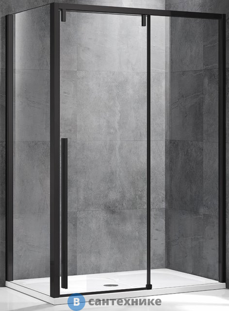 Душевой уголок Vincea Lugano VSR-1L1012CLB-1 1200*1000, чёрный, стекло прозрачное, без поддона