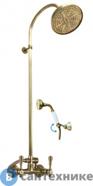 картинка Душевая система Slezak RAV MORAVA RETRO MK481.5/3SM для душа, штангой, с потолочным и ручным душем, бронза