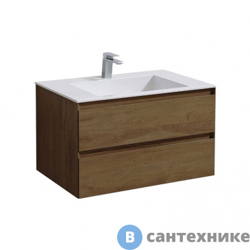 картинка Тумба под раковину Vincea Luka 800 подвесная, 2 выкатных ящика soft-close, T.Oak (VMC-2L800TO)