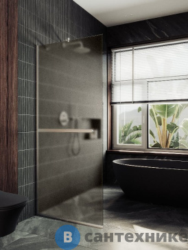 картинка Душевая перегородка в профиле MaybahGlass 1950*690 Стекло 8 мм Бронза матовая +Полотенцесушитель (MGD-722-5у)