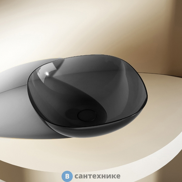 Раковина ABBER Kristall AT2806Onyx, накладная прозрачная, чёрный