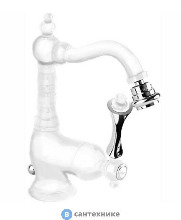 Смеситель Cezares MARGOT-BSM2-BLC на биде однорычажный c донным клапаном, Bianco Lucido Cromo