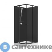 Душевая кабина Loranto CS-21801BP 90x90x(190+15) см с низким поддоном 15 см, прозрачное стекло, задние стенки черный, профиль черный