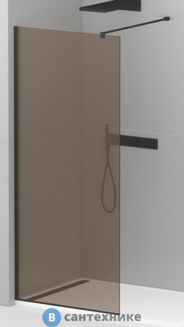 Душевая перегородка Cezares LIBERTA-L-1-120-120-BR-NERO с односторонним входом, стекло бронза, профиль чёрный, 1200x1200x1950 мм