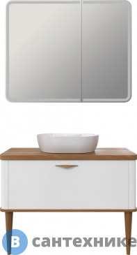 картинка Мебель для ванной VOQ Maestro 100 ultra white&natural walnut (554517)