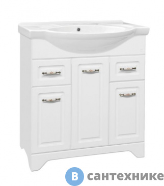 картинка Тумба под раковину Style line Олеандр-2 75 (2 ящика) белый (4650134471779)