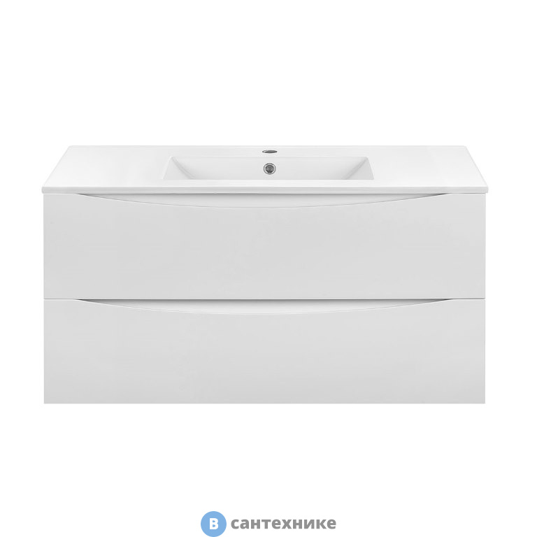 Тумба под раковину Vincea Mia 1000 подвесная, 2 выкатных ящика soft close, G.White (VMC-2MC100GW)