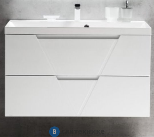 Тумба под раковину BelBagno 100 см VITTORIA-1000-2C-SO-BL подвесная с двумя выкатными ящиками с доводчиками Bianco Lucido