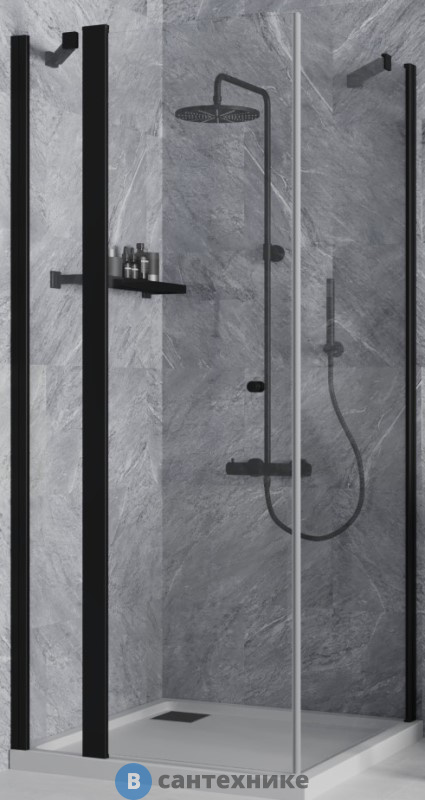 Душевое ограждение Paini Cox 78YO9090 90х90 см, квадратное, распашное, универсальное, чёрный, без поддона