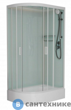картинка Душевая кабина Frank F412/1R М White правосторонняя средний поддон матовое стекло