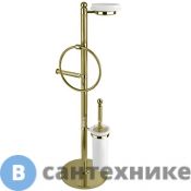 Стойка Cezares OLIMP-WBS-02-M напольная с держателем туалетной бумаги щёткой для унитаза, полотенцедержателем и мыльницей, Бронза